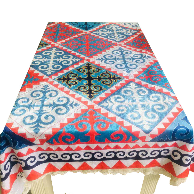 金丝绒新疆专场民族风可来图定制印花桌布餐桌图案自定义花型