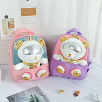 Cartoon space bear children's backpack Kindergarten backpack primary school doll detachable backpack Lightweight nylon bag