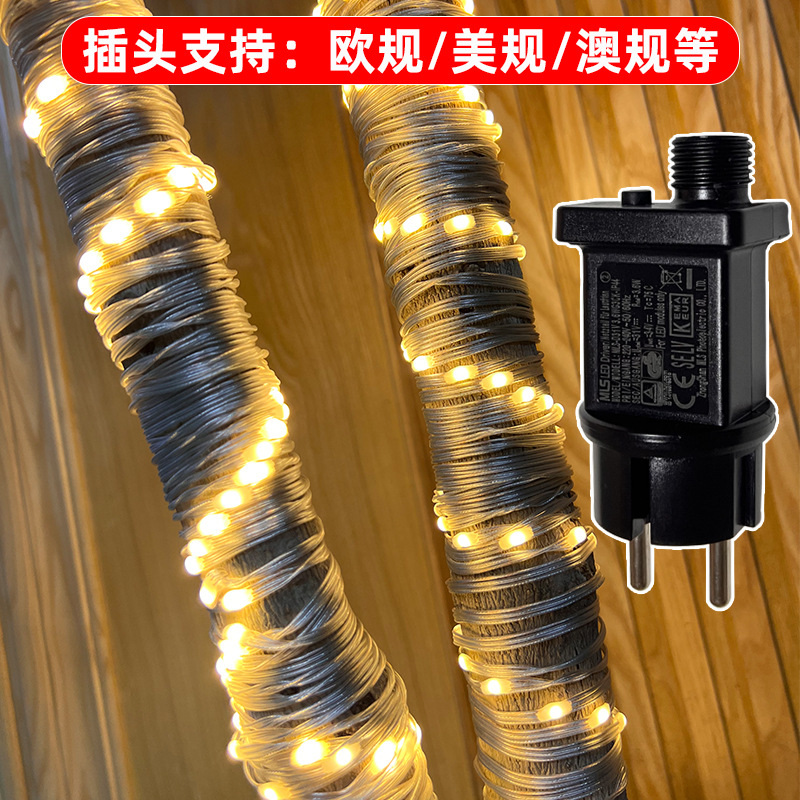 亚马逊新款24v低压皮线灯串户外防水庭院装饰100LED皮线彩闪灯串