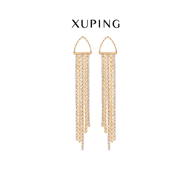 Xuping Jewelry offers high-quality wholesale 18K gold-plated long tassel earrings and high-end cross-border earrings from Europe and America