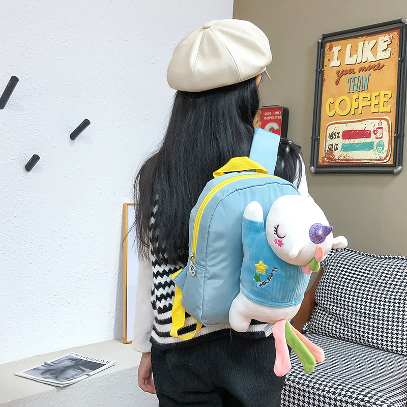 The new Unicorn backpack for children, a Korean-style waterproof nylon kindergarten schoolbag, supports printing Specification image