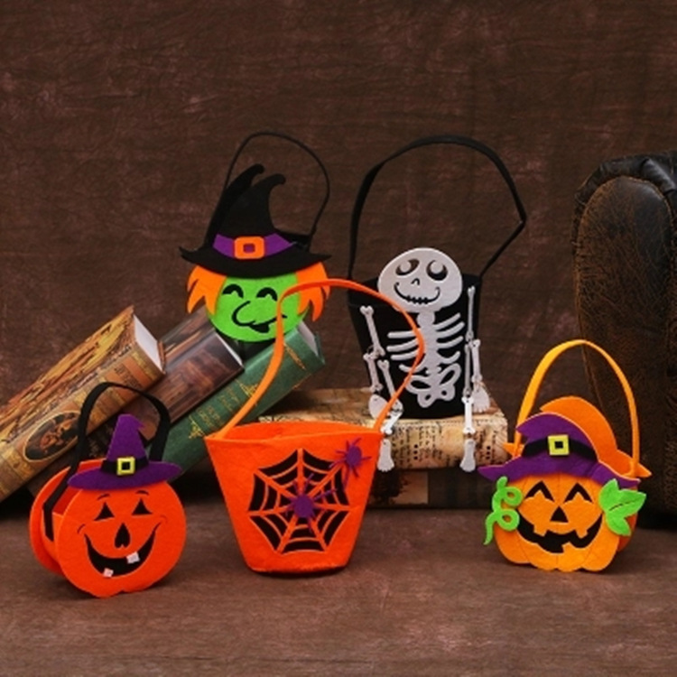 万圣节幽灵手提袋 南瓜袋不织布毛毡布糖果工艺品袋 儿童糖果袋