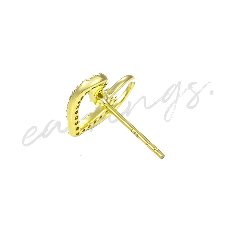 Xuping Jewelry's gold-plated Korean version heart-shaped studded zircon gold-plated stud earrings are fashionable, elegant and individual heart-shaped s925 silver pins Specification image