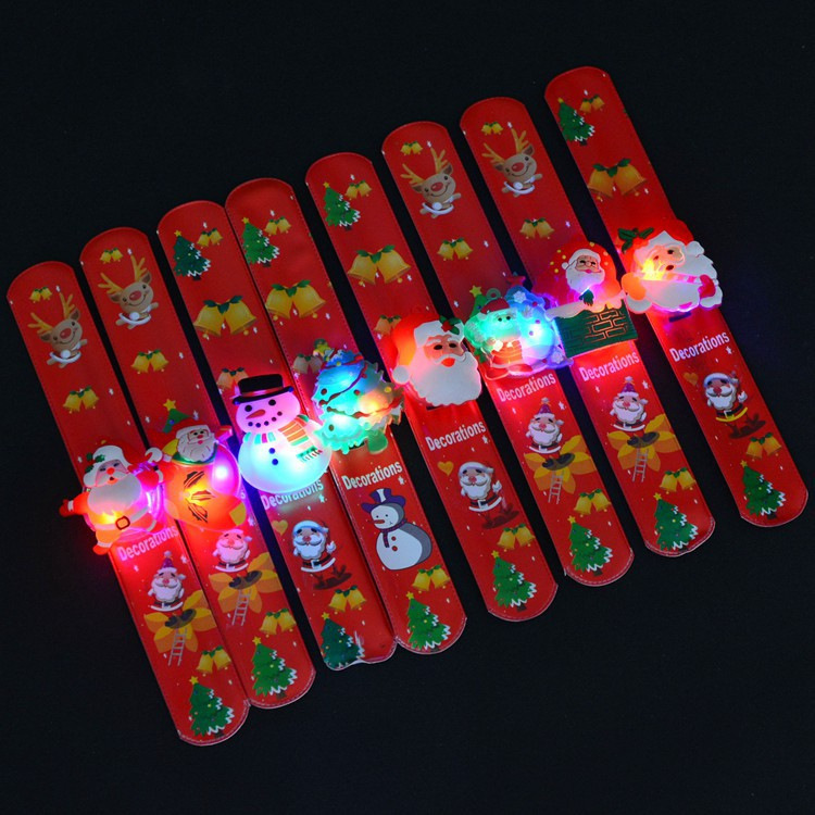 Christmas gift Pop Ring Wrist Band Plastic bracelet Luminous PVC pat Ring Paper children's wrist band stock