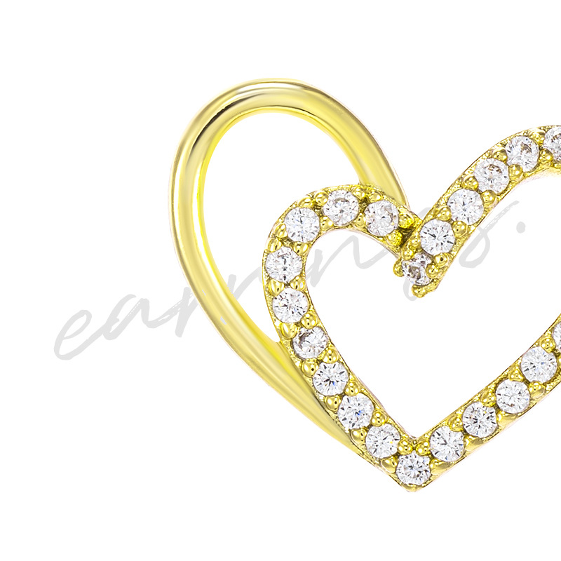 Xuping Jewelry's gold-plated Korean version heart-shaped studded zircon gold-plated stud earrings are fashionable, elegant and individual heart-shaped s925 silver pins details Picture