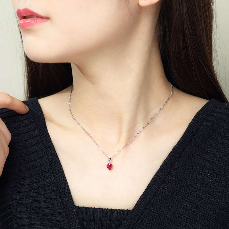 Xu ping joyería plateado oro blanco forma de corazón temperamento clavícula cadena europa y américa simple nicho diseño sentido corazón collar mujeres details Picture