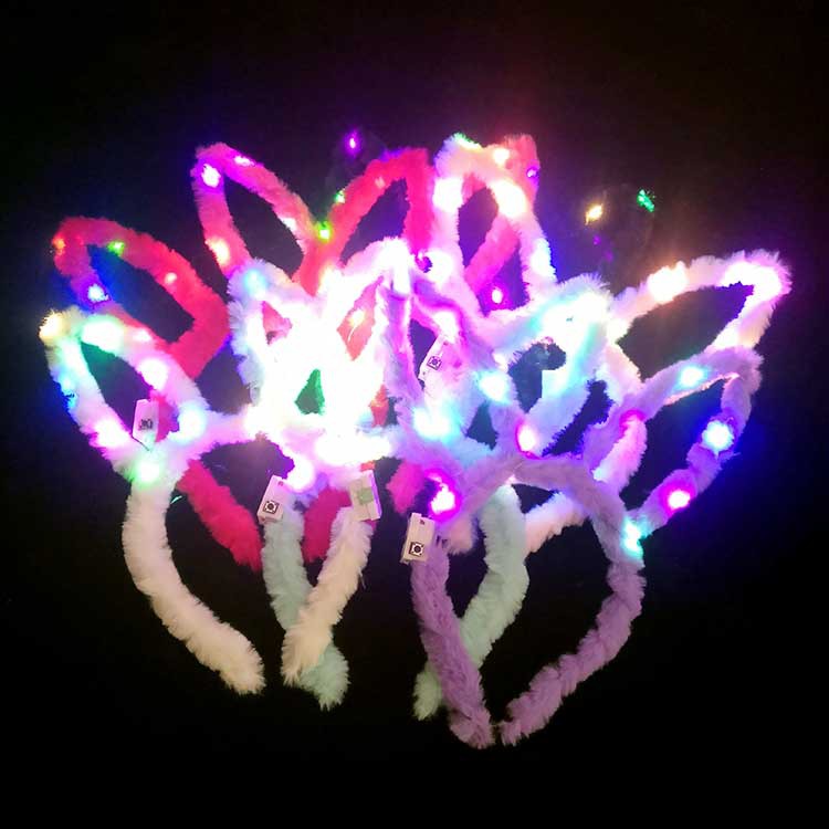 Glow headband scan code to send long hair glow rabbit ears new LED plush rabbit ears headband 14 lamp