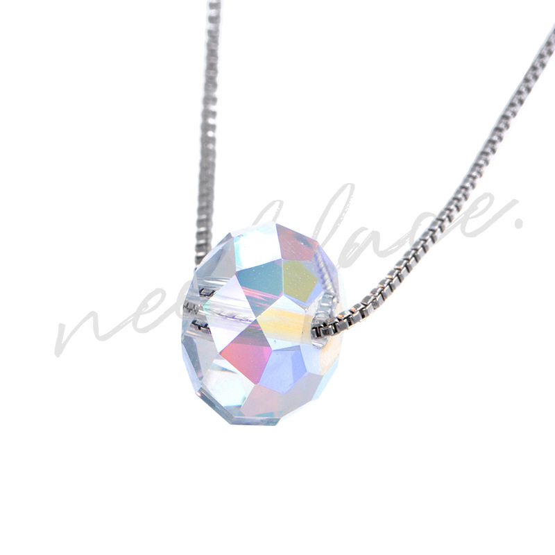 Xuping Jewelry's simple geometric iridic crystal necklace is a niche design for women with a cold Korean style and a high-end look details Picture
