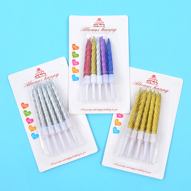 批发镀金生日蜡烛金色银色螺纹蜡烛生日蛋糕装饰烘培工艺蜡烛10支详情图3