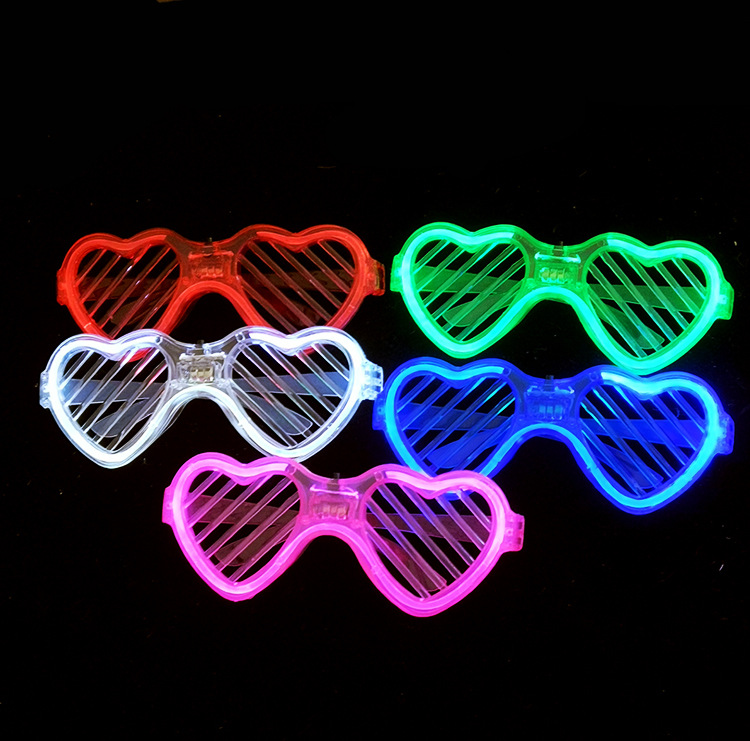 Led light bar Disco glasses heart cold light blinds glasses Foreign trade Amazon party glasses