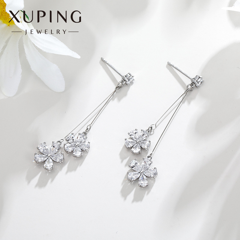 Wook ping jewelry fresh flower earpieces Corea del Sur ins viento flor de melocotón borlas pendientes pendientes de alta calidad al por mayor details Picture