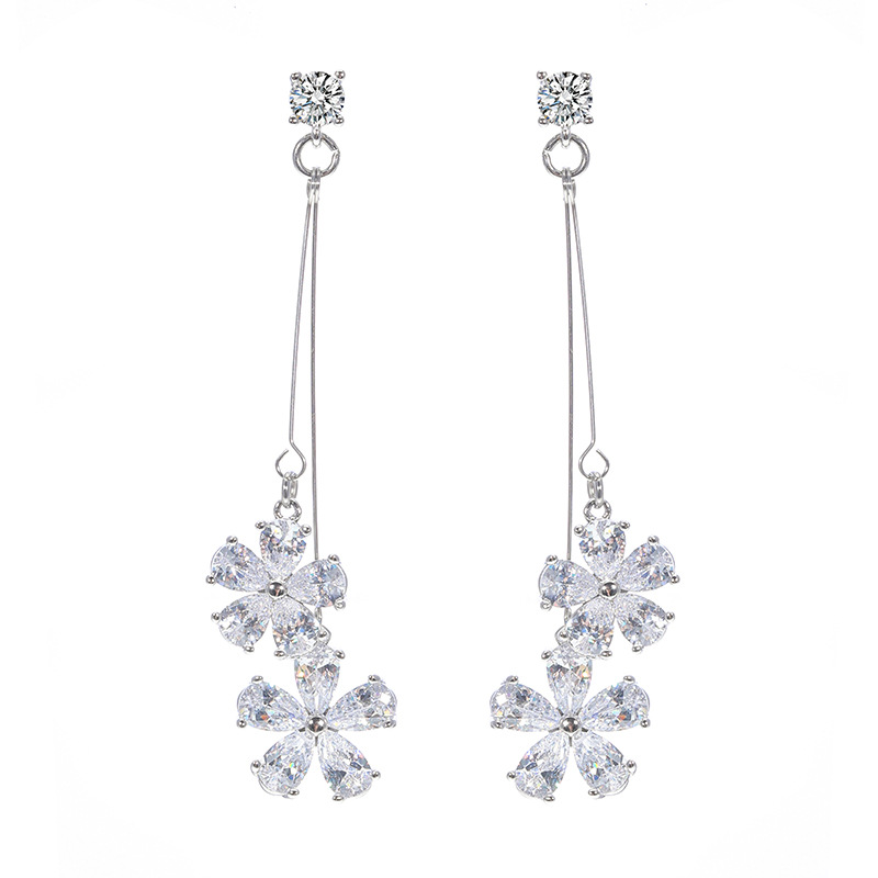 Wook ping jewelry fresh flower earpieces Corea del Sur ins viento flor de melocotón borlas pendientes pendientes de alta calidad al por mayor Item Picture