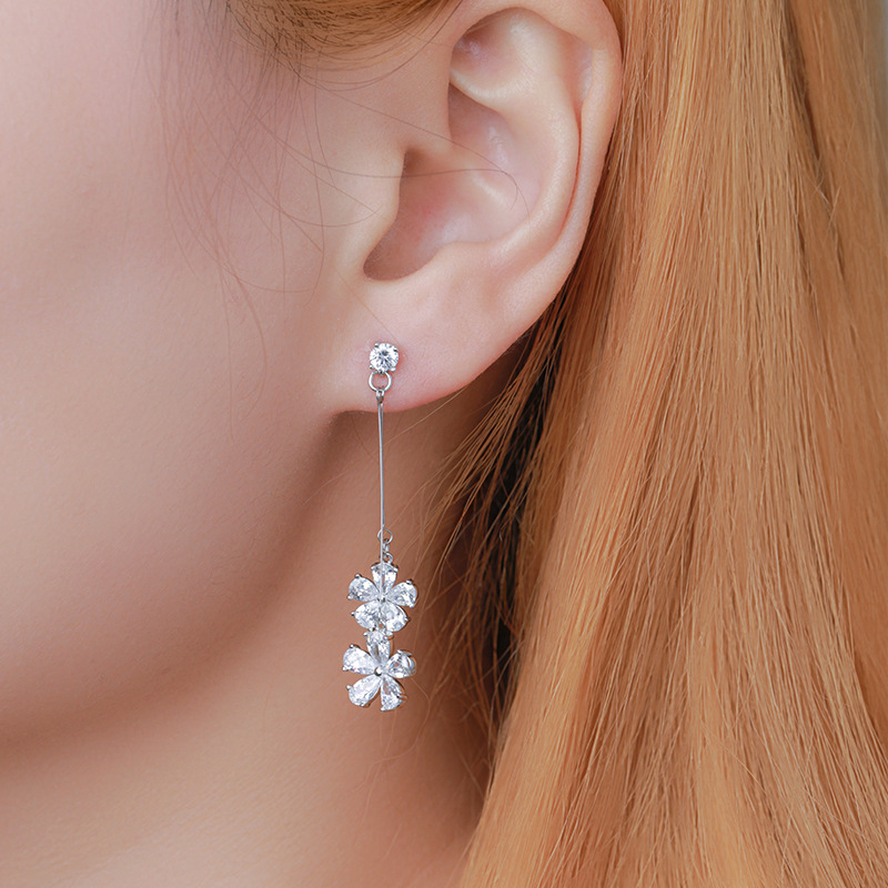Wook ping jewelry fresh flower earpieces Corea del Sur ins viento flor de melocotón borlas pendientes pendientes de alta calidad al por mayor Specification image