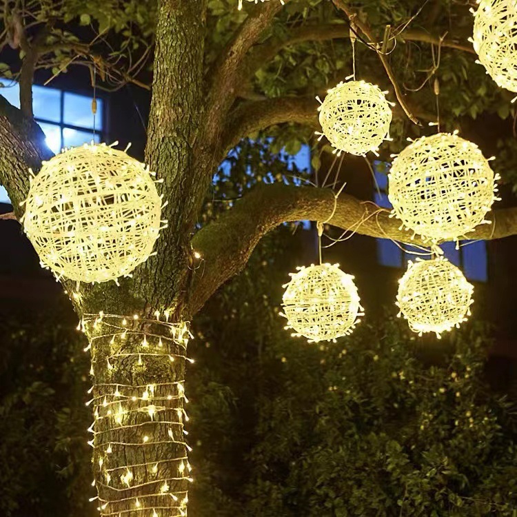 LED rattan ball lamp festival decoration outdoor ball lamp landscape hanging tree ball lamp street lighting lamp string