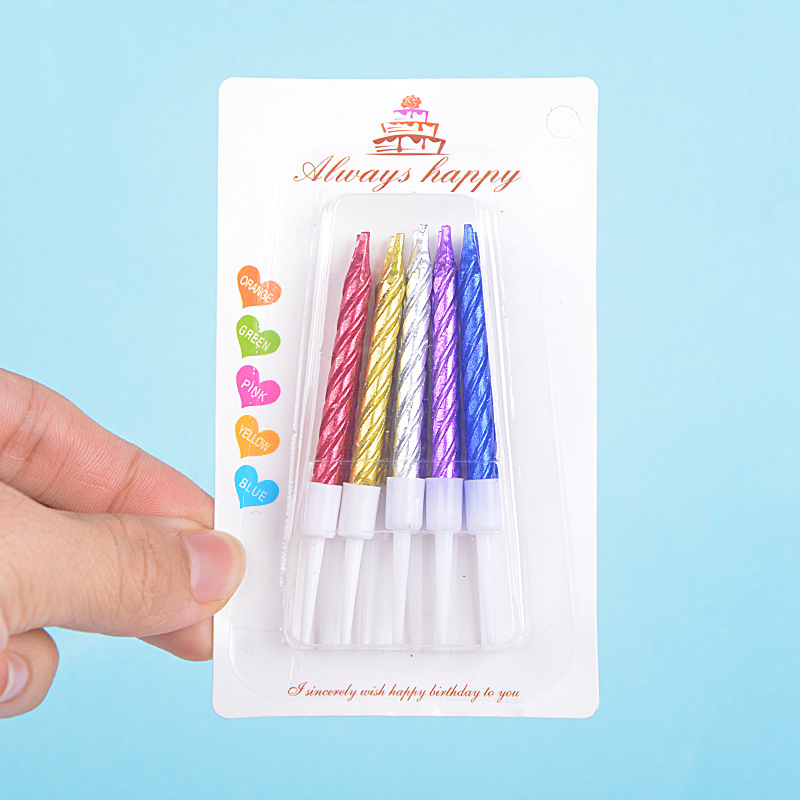 批发镀金生日蜡烛金色银色螺纹蜡烛生日蛋糕装饰烘培工艺蜡烛10支详情图4