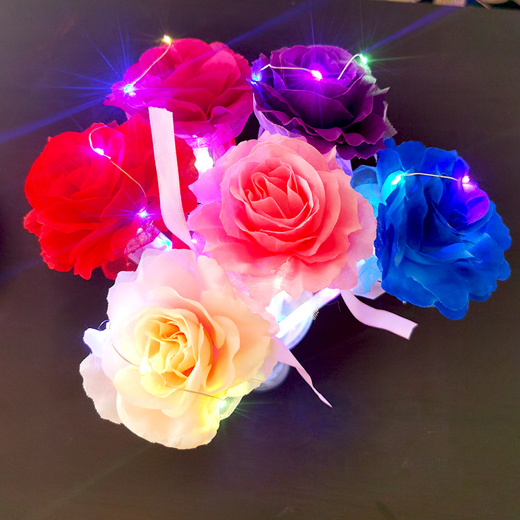 新款发光玫瑰花LED情人节圣诞节母亲节小礼品跨境专供地摊热卖