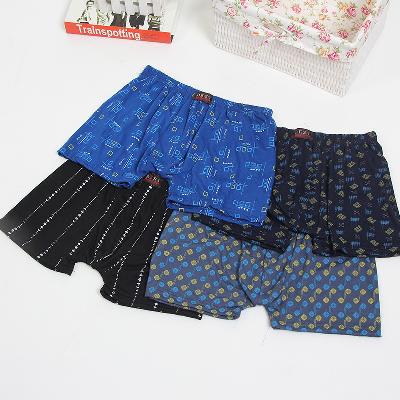 男士印花短裤中腰平角裤弹力棉透气柔软四角内裤松紧腰带内裤批发
