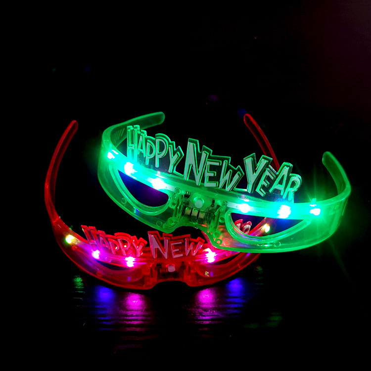 led发光眼镜 新年晚会助威带灯闪光眼镜酒吧派对圣诞新年头箍眼镜