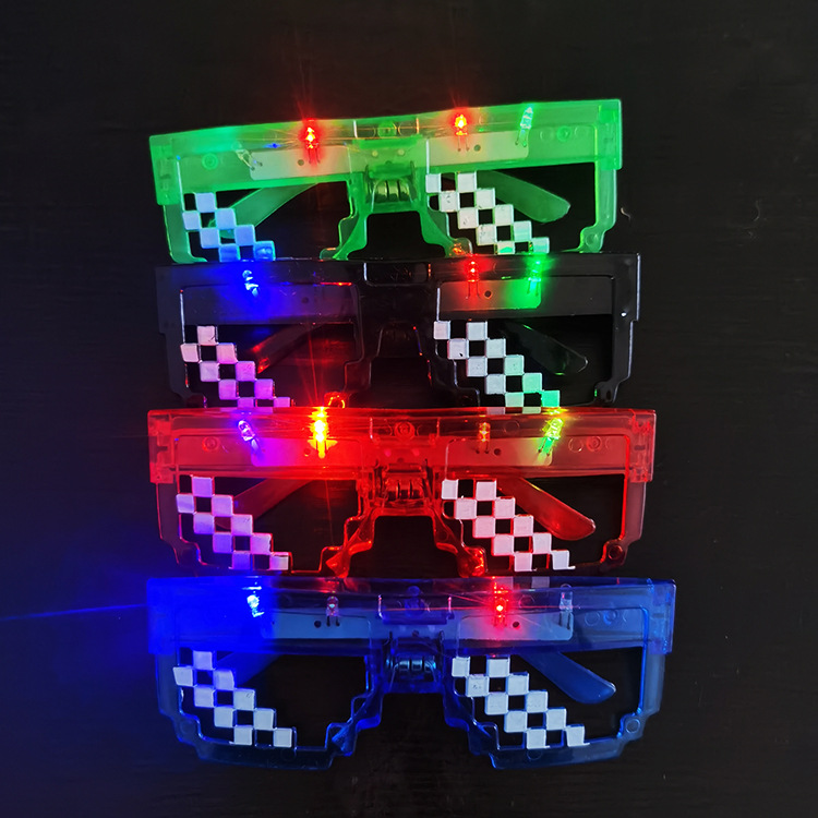 亚马逊马赛克创意发光眼镜个性派对LED玩具马赛克眼镜地摊产品