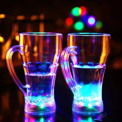 LED luminescent sensor glass handle Cola cup colorful luminous color luminescent curve Cola cup beer mug