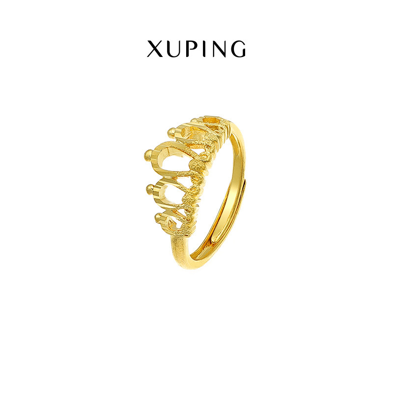 Xuping joyería chapado en oro coche flor corona anillo luz extravagancia personalidad apertura anillo sencillez nichos ins influencers retiro