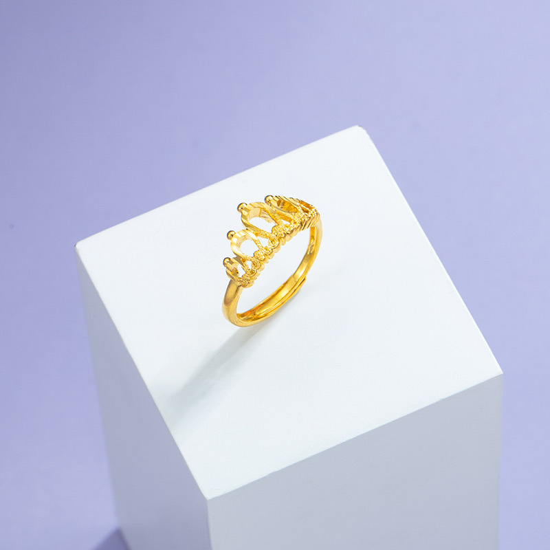 Xuping joyería chapado en oro coche flor corona anillo luz extravagancia personalidad apertura anillo sencillez nichos ins influencers retiro Application Scenario