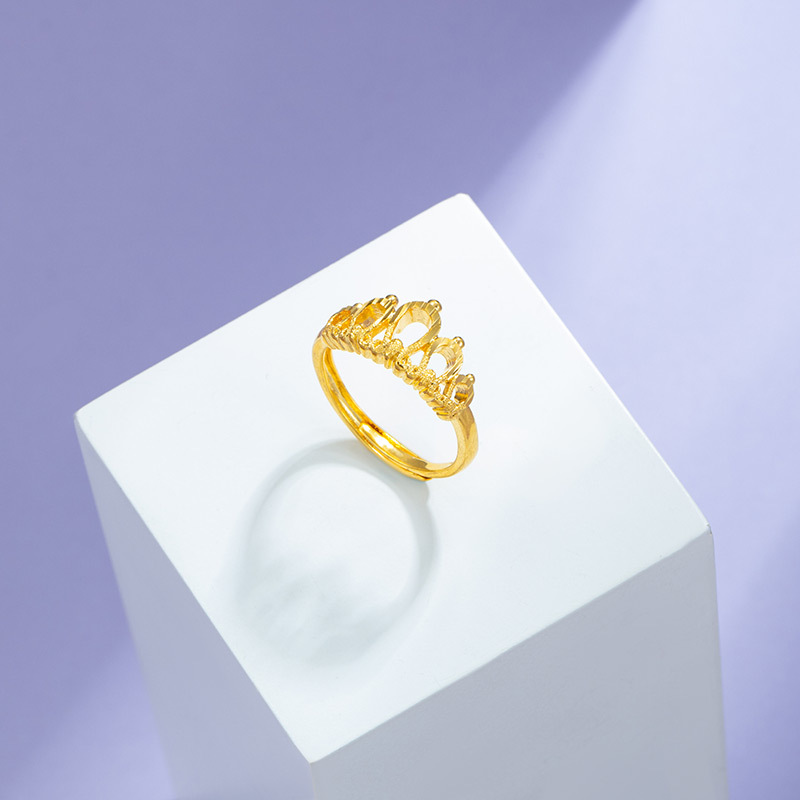 Xuping joyería chapado en oro coche flor corona anillo luz extravagancia personalidad apertura anillo sencillez nichos ins influencers retiro Specification image
