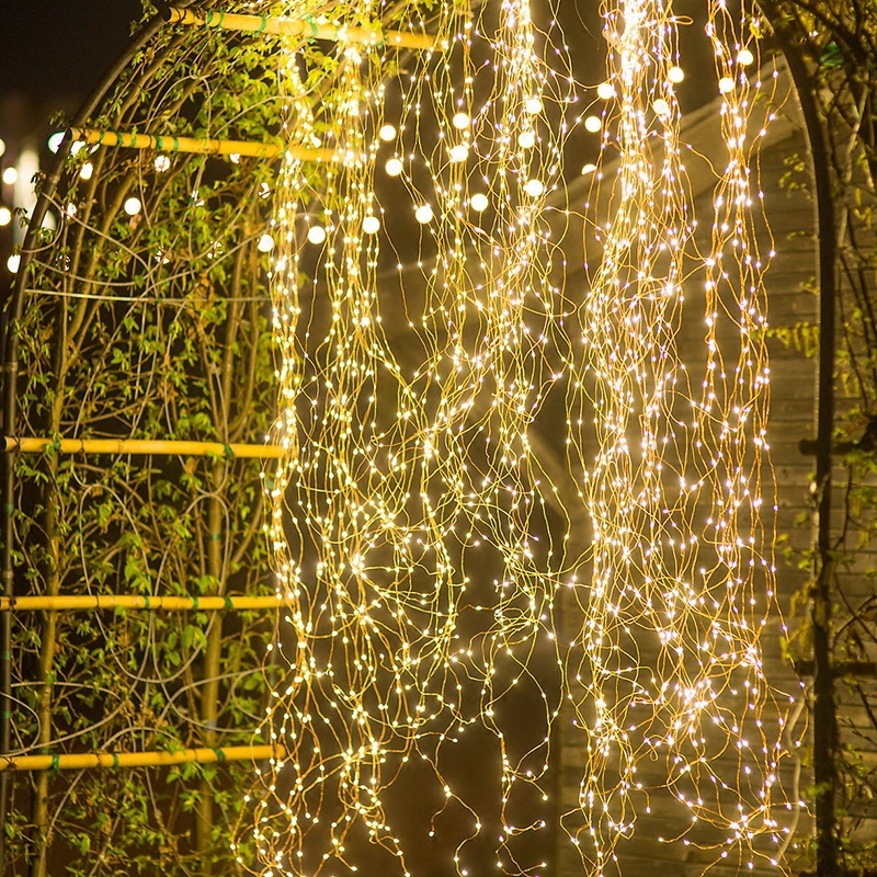 LED树藤灯串太阳能铜线灯 浪漫婚庆庭院装饰灯圣诞串灯满天星灯串