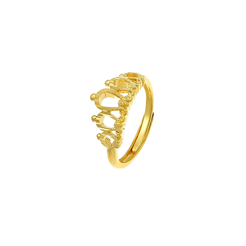 Xuping joyería chapado en oro coche flor corona anillo luz extravagancia personalidad apertura anillo sencillez nichos ins influencers retiro Item Picture