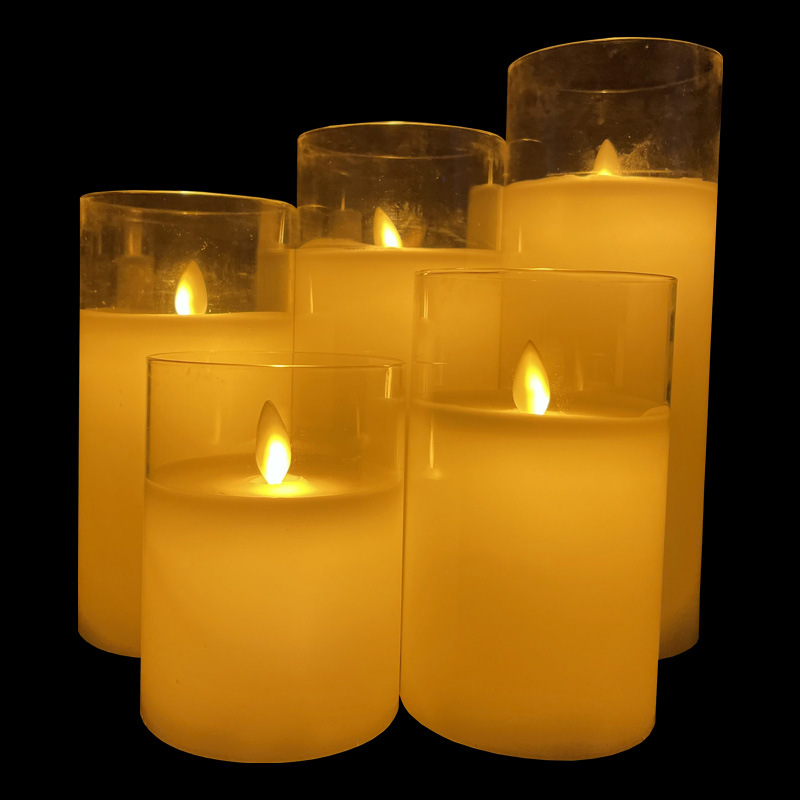 Flat-mouthed glass LED electronic candle lamp
