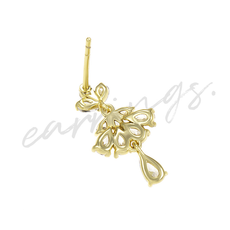 Xuping joyería nueva llegada simple influenciador temperamento pequeño abanico 925 aguja de plata plateada 14K pendientes de oro para mujer AE1012 Specification image