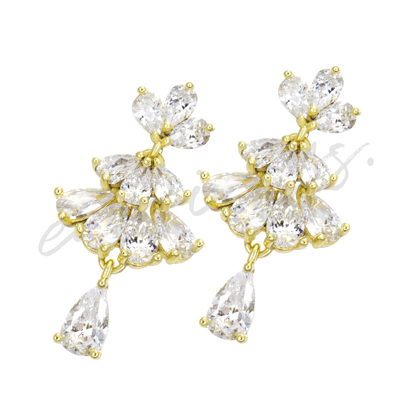 Xuping joyería nueva llegada simple influenciador temperamento pequeño abanico 925 aguja de plata plateada 14K pendientes de oro para mujer AE1012 details Picture