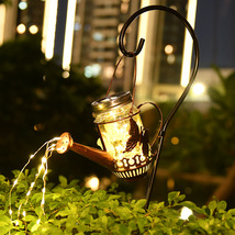 跨境新品 LED吊挂灯花园庭院装饰灯铁艺景观灯太阳能花洒灯水壶灯