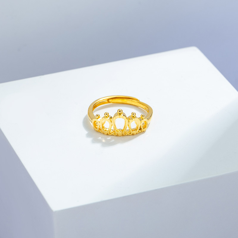Xuping joyería chapado en oro coche flor corona anillo luz extravagancia personalidad apertura anillo sencillez nichos ins influencers retiro details Picture