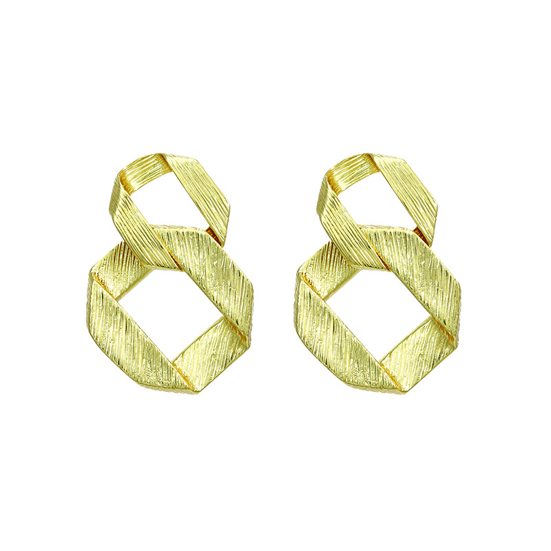Xuping Jewelry's new S925 silver needle earrings from Europe and America feature a fashionable design with a square brushed style and a unique, cold look Item Picture