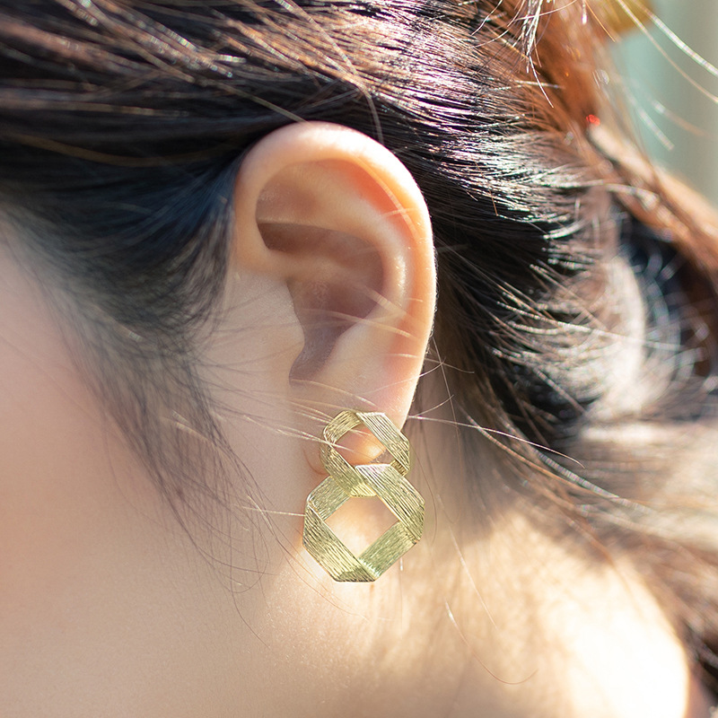 Xuping Jewelry's new S925 silver needle earrings from Europe and America feature a fashionable design with a square brushed style and a unique, cold look Application Scenario