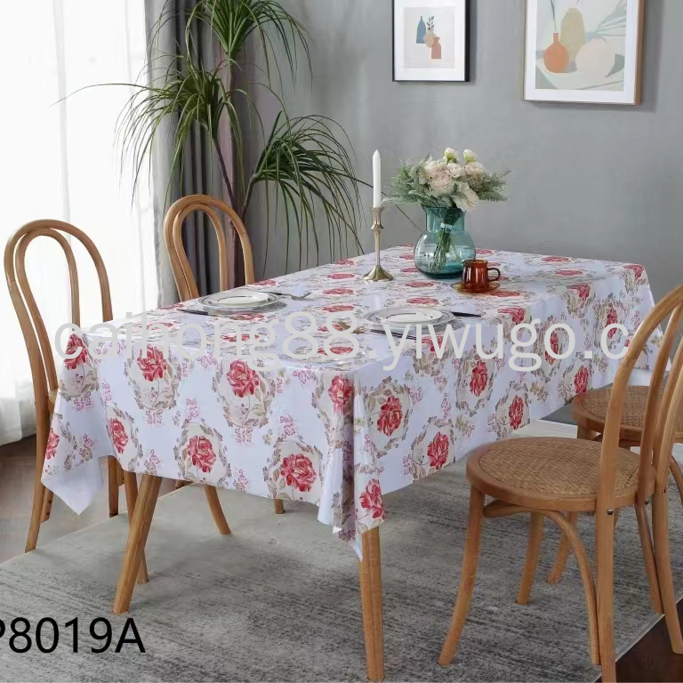 PVC printed embossed pearlescent glitter tablecloth, European-style elegant and fashionable home and hotel waterproof and no-wash tablecloth Application Scenario