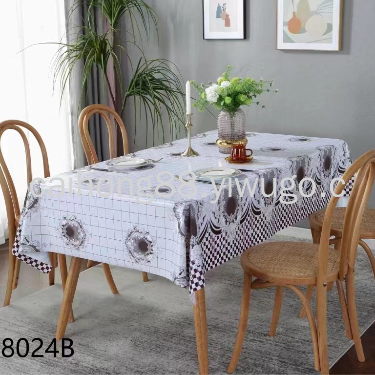 PVC printed embossed pearlescent glitter tablecloth, European-style elegant and fashionable home and hotel waterproof and no-wash tablecloth Item Picture