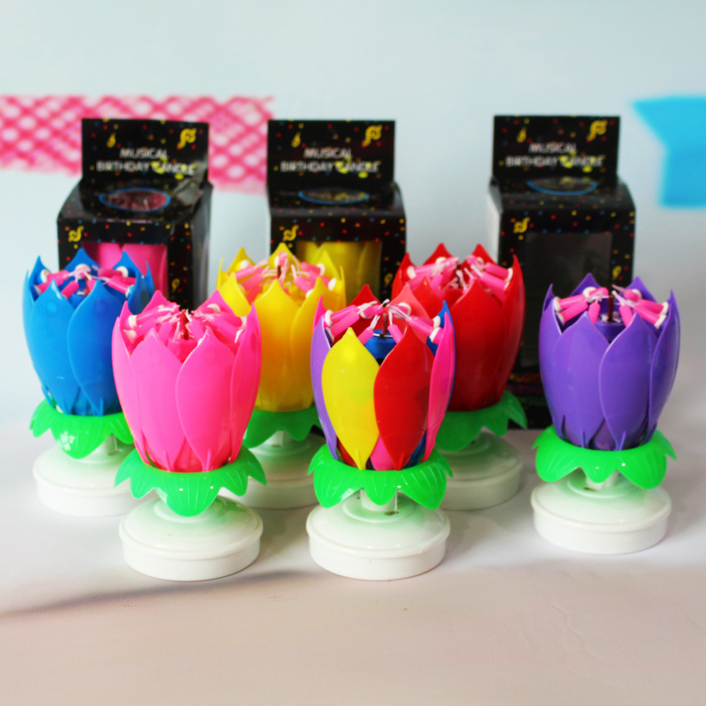 Amazon 14 lotus music candles double flat will sing birthday cake candles wholesale