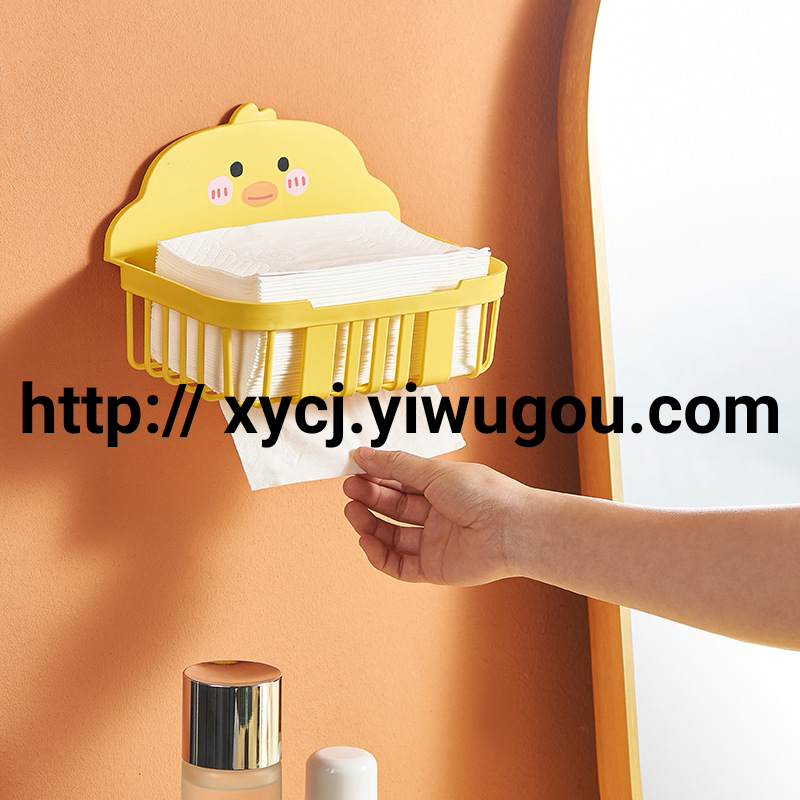 The little Yellow Duck tissue box is a creative and cute wall-mounted, non-punching household coffee table, desktop tissue, toilet paper and roll paper storage box Item Picture