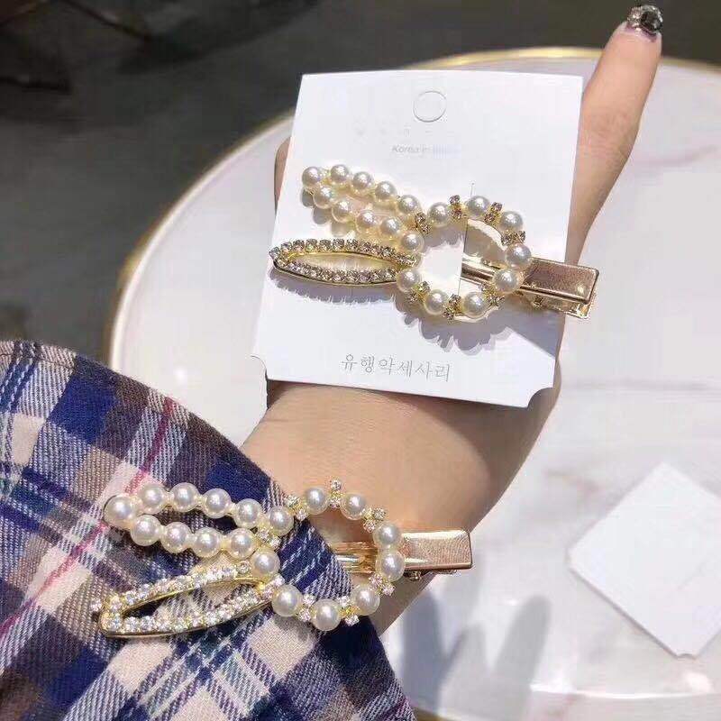 韩国人气兔子珍珠水钻发夹甜美可爱简约发饰时尚百搭刘海夹