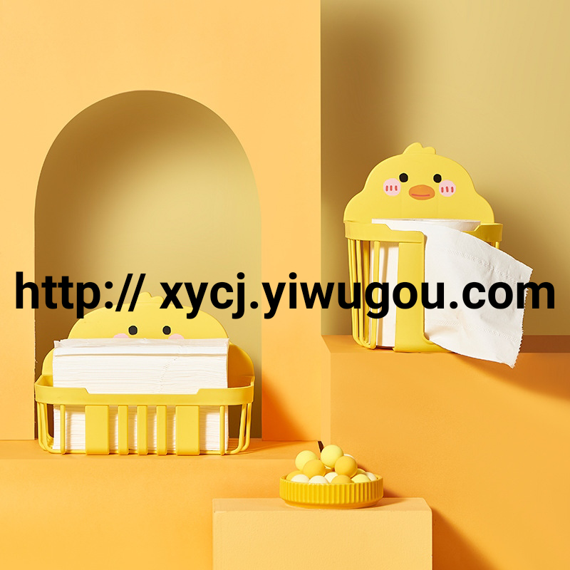 The little Yellow Duck tissue box is a creative and cute wall-mounted, non-punching household coffee table, desktop tissue, toilet paper and roll paper storage box Application Scenario