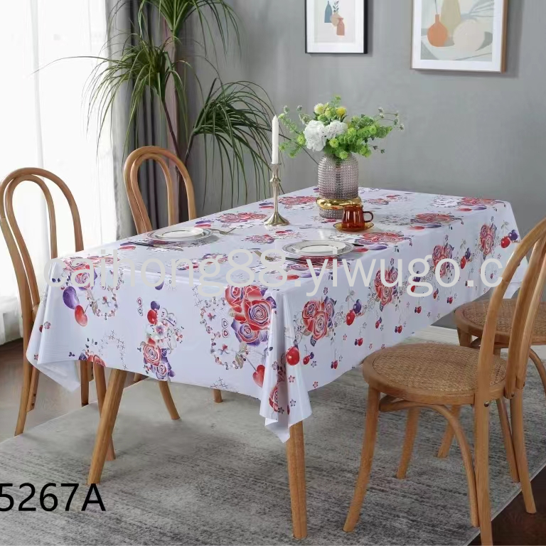 PVC printed embossed pearlescent glitter tablecloth, European-style elegant and fashionable home and hotel waterproof and no-wash tablecloth details Picture