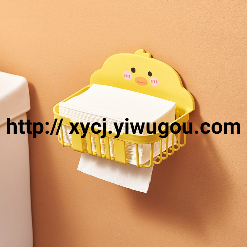 The little Yellow Duck tissue box is a creative and cute wall-mounted, non-punching household coffee table, desktop tissue, toilet paper and roll paper storage box details Picture