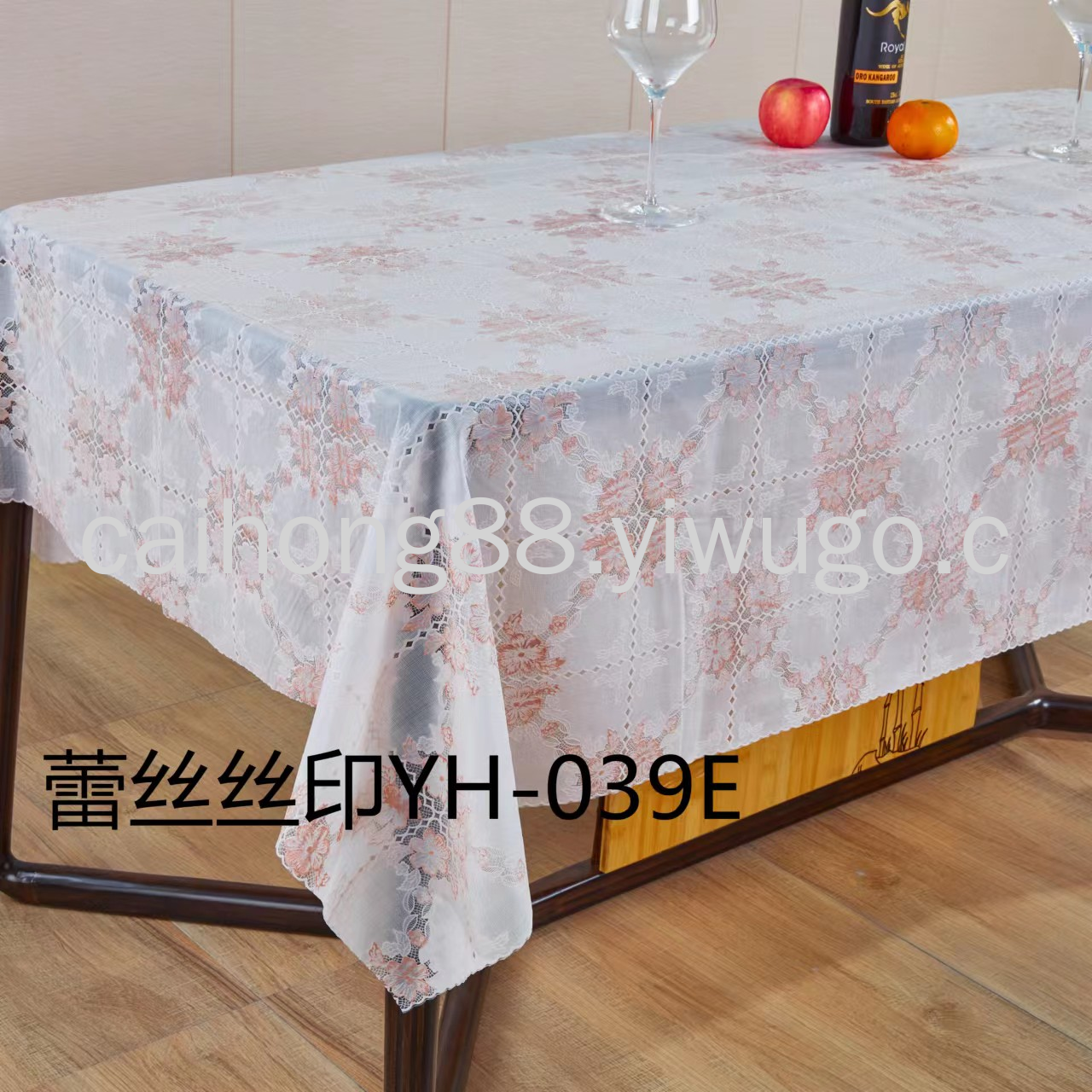 PVC printed white base beige lace tablecloth with floral patterns, home tablecloth, hotel waterproof and no-wash tablecloth Application Scenario
