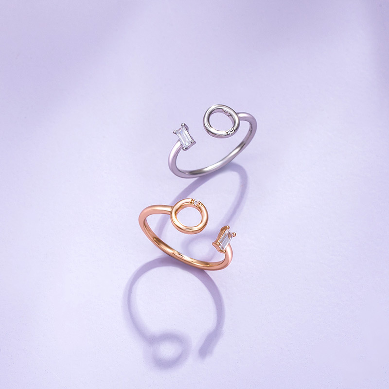 Wook ping joyería anillo de apertura geométrica anillo al por mayor mujeres japonés coreano simple moda nicho frío viento soga details Picture