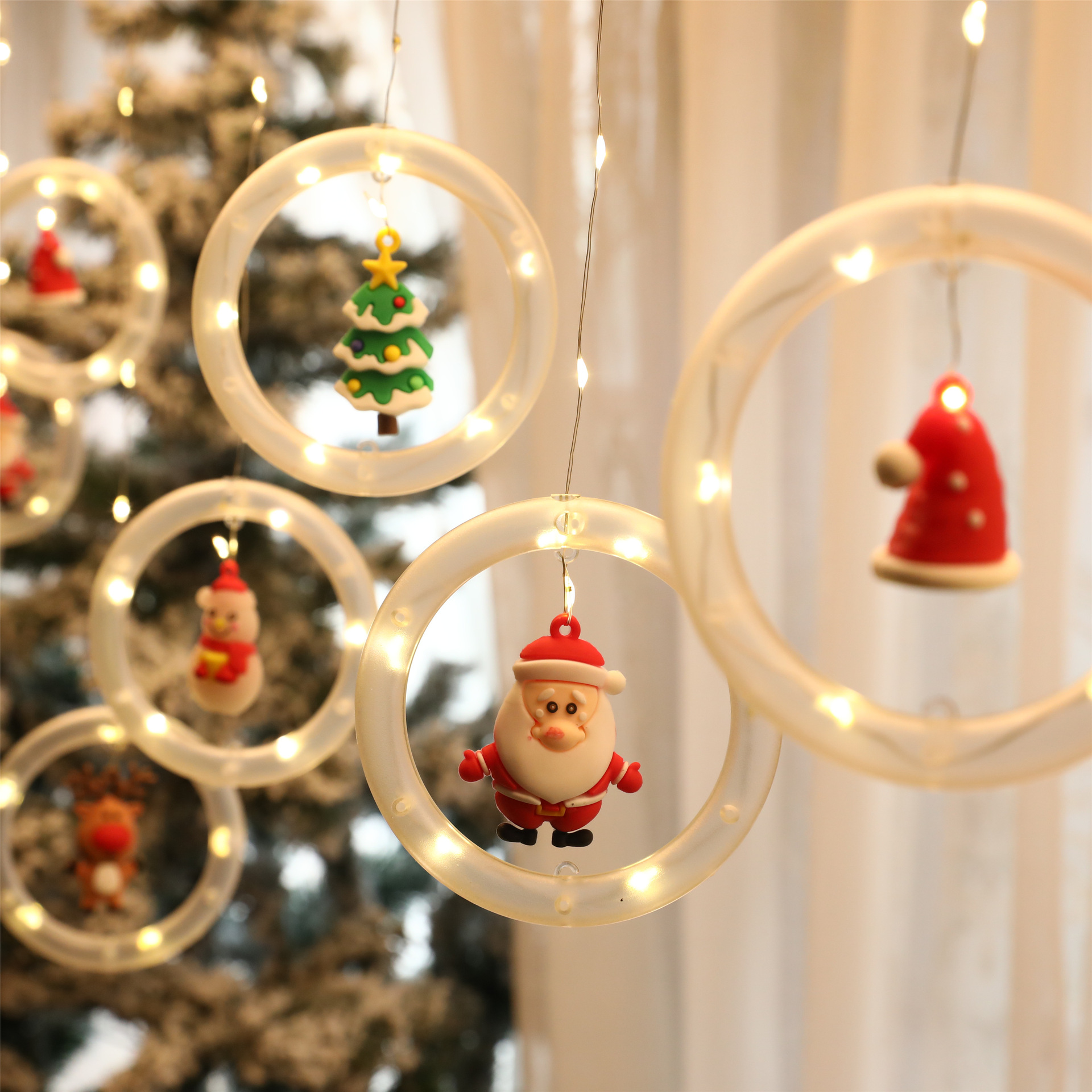 Amazon Christmas Decoration Colorful Lights Christmas Pine Needle accessories Ring light string usb Christmas lights string doll ball lights