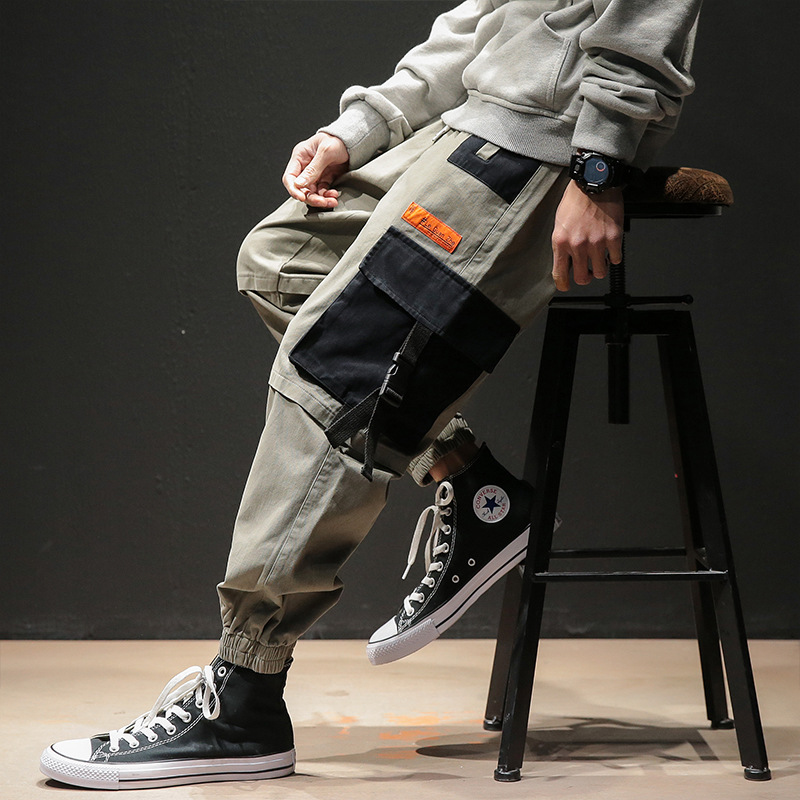 Japanese streetwear brand casual workwear pants for men's spring new style, multi-pocket Harem pants, loose plus-size sportswear skinny pants details Picture
