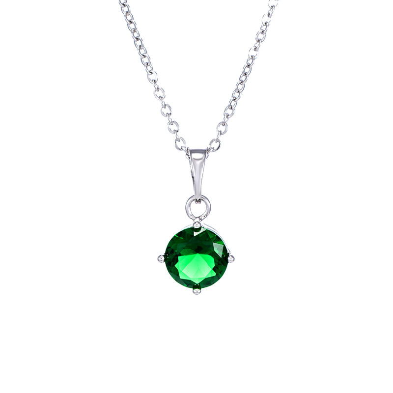 Xuping Jewelry, white gold heart-shaped colored artificial gemstone necklace, simple and fashionable European and American heart-shaped necklace for women Item Picture