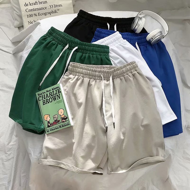 Summer loose straight five-inch pants for boys, thin and simple color blank student running sports casual short pants